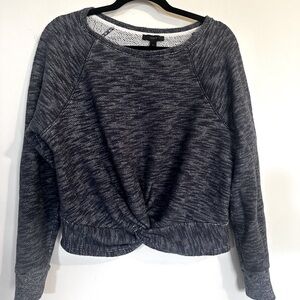 J. Crew Twist-Front Heathered Pullover Cotton Sweatshirt in Blue, Size S/M